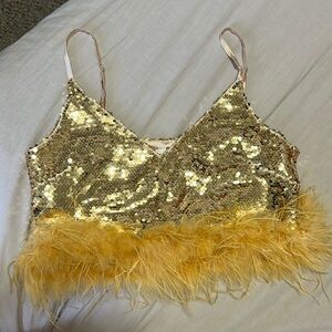 12th Tribe Darling Gold SequinTop